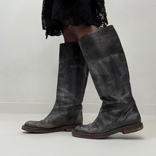 Distressed black marni boots