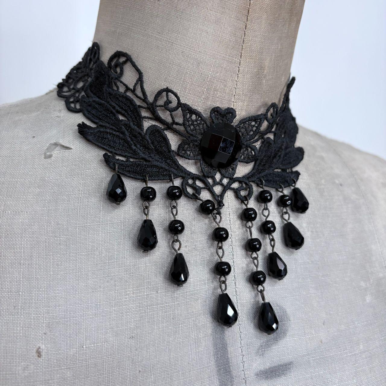 Beaded gothic grunge drop necklace