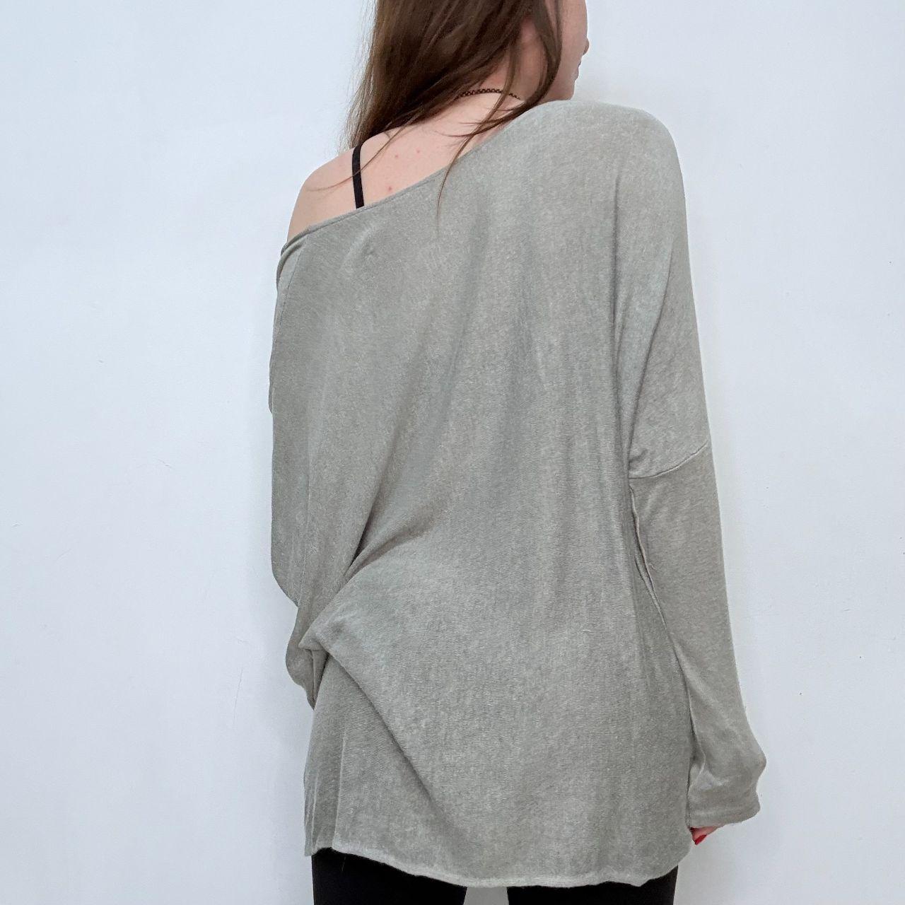 Slouchy twist grey knit jumper
