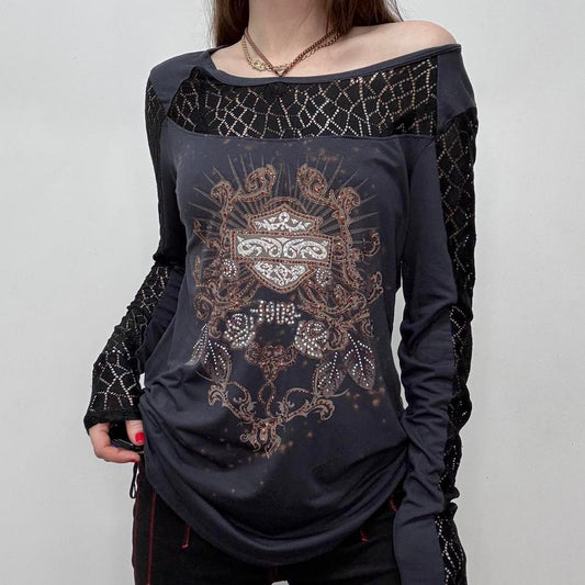 Slouchy graphic lace top