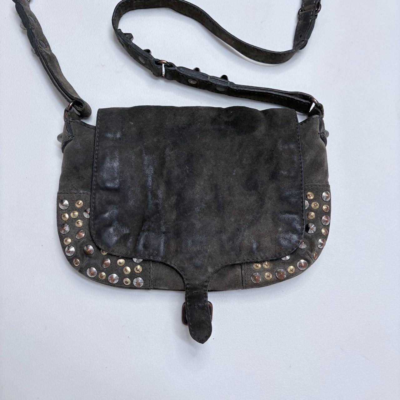 Studded khaki leather bag