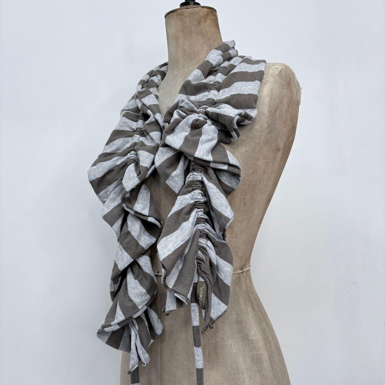Striped ruffle cinched scarf