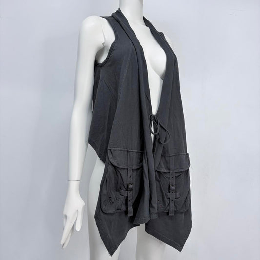 Cargo draped grey long vest