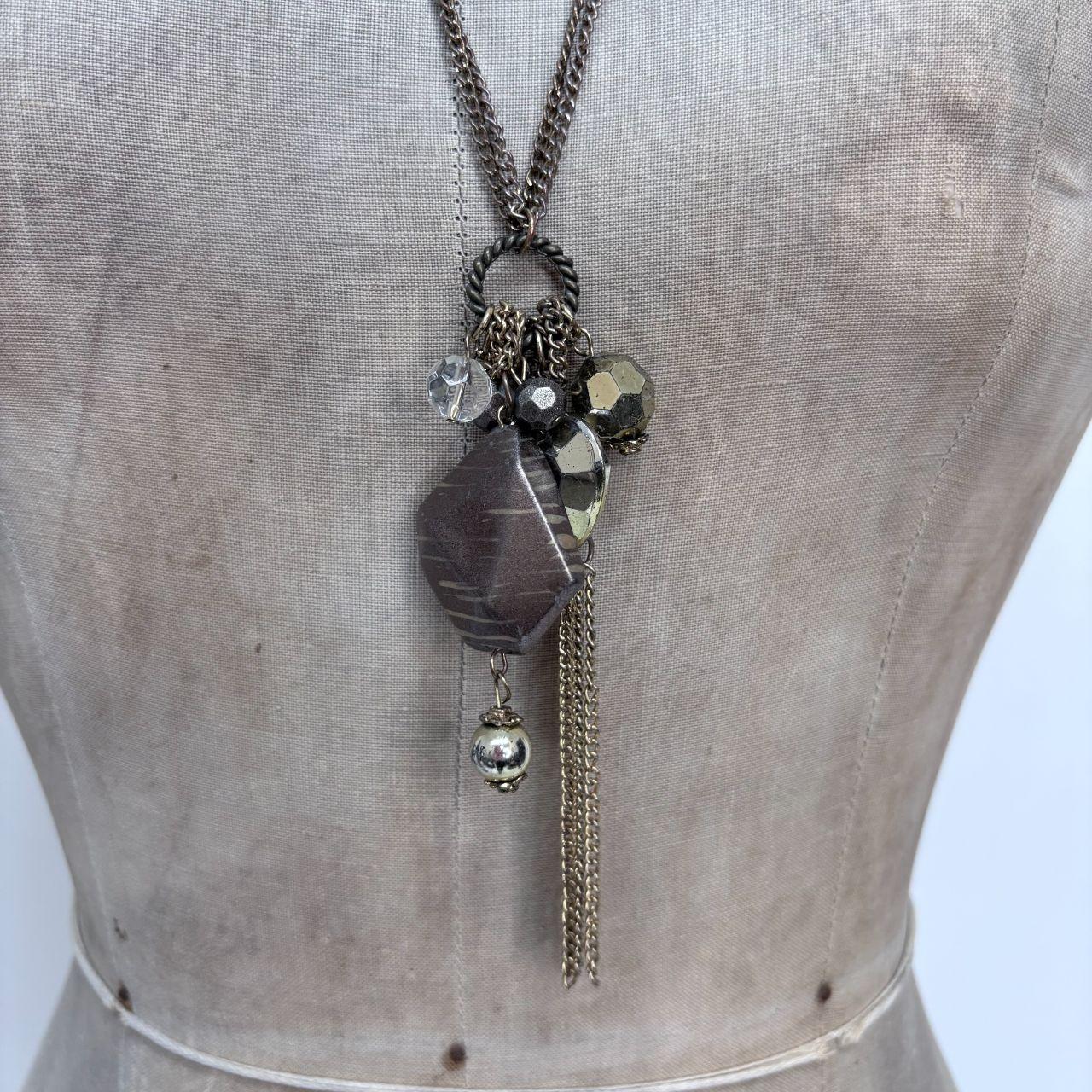 Layered chain charm necklace