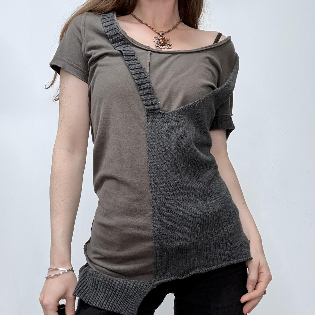 Asymmetric ribbed patchwork allsaints top