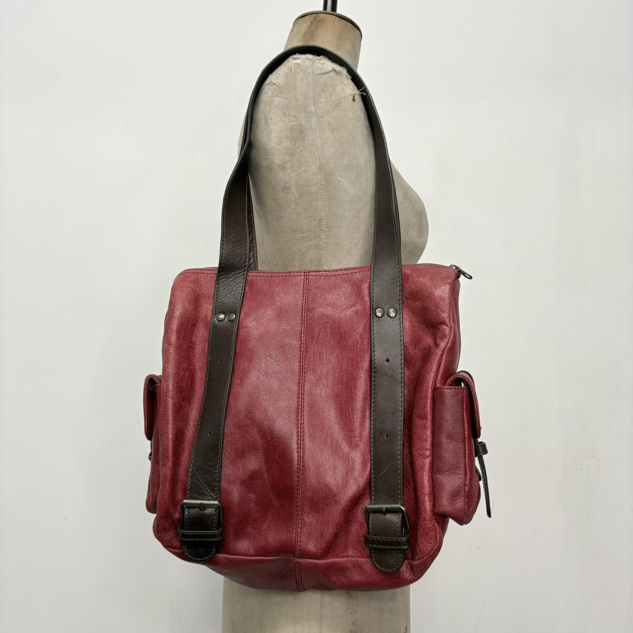 Red leather shoulder bag
