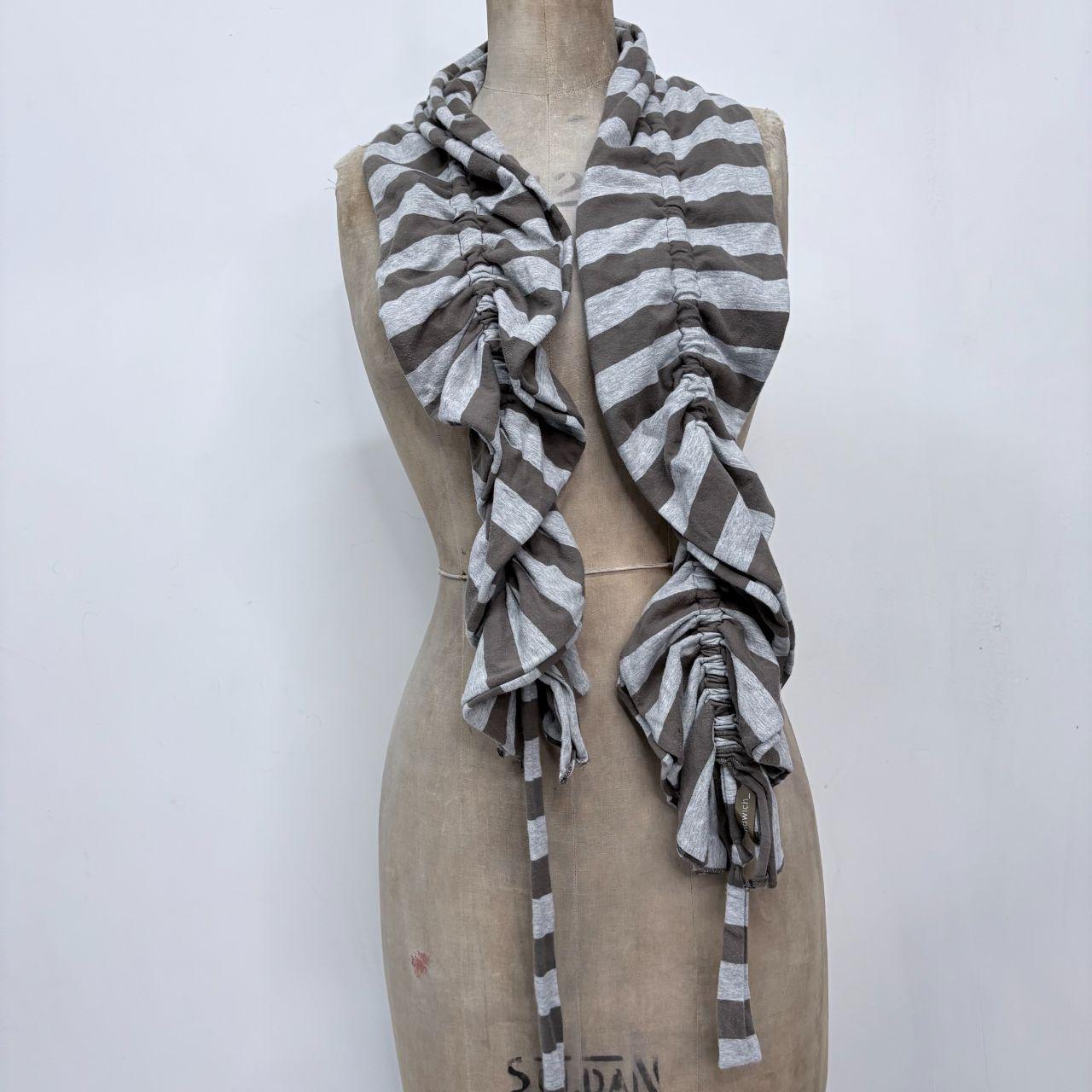 Striped ruffle cinched scarf