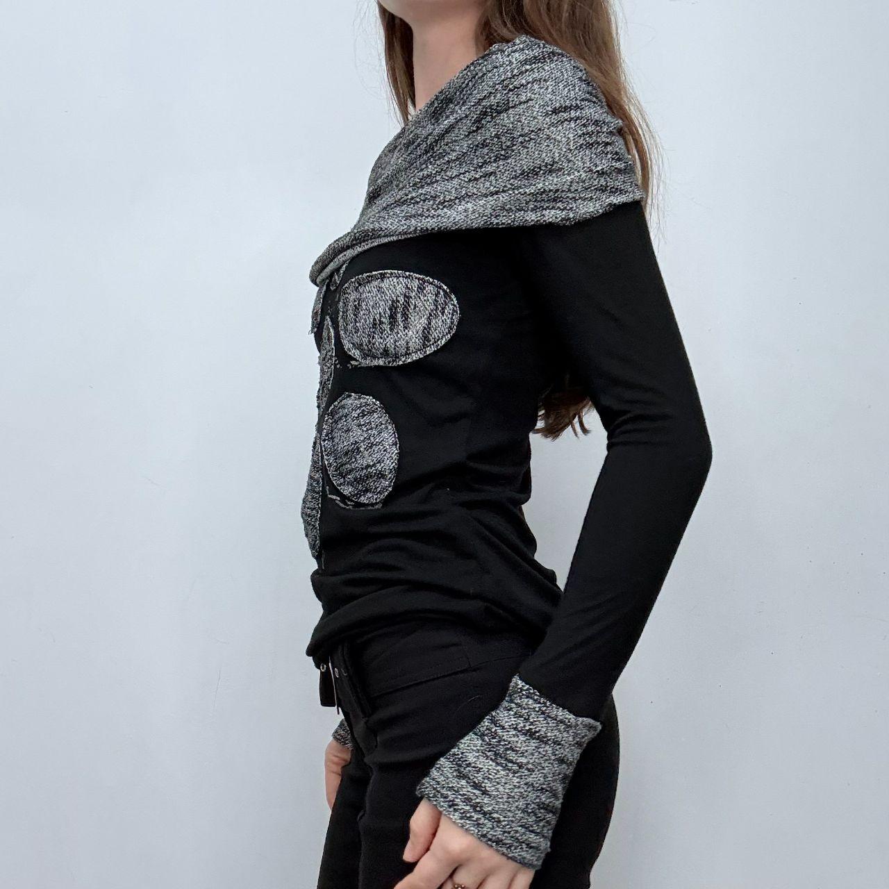 Black fold over wide neck slouchy top