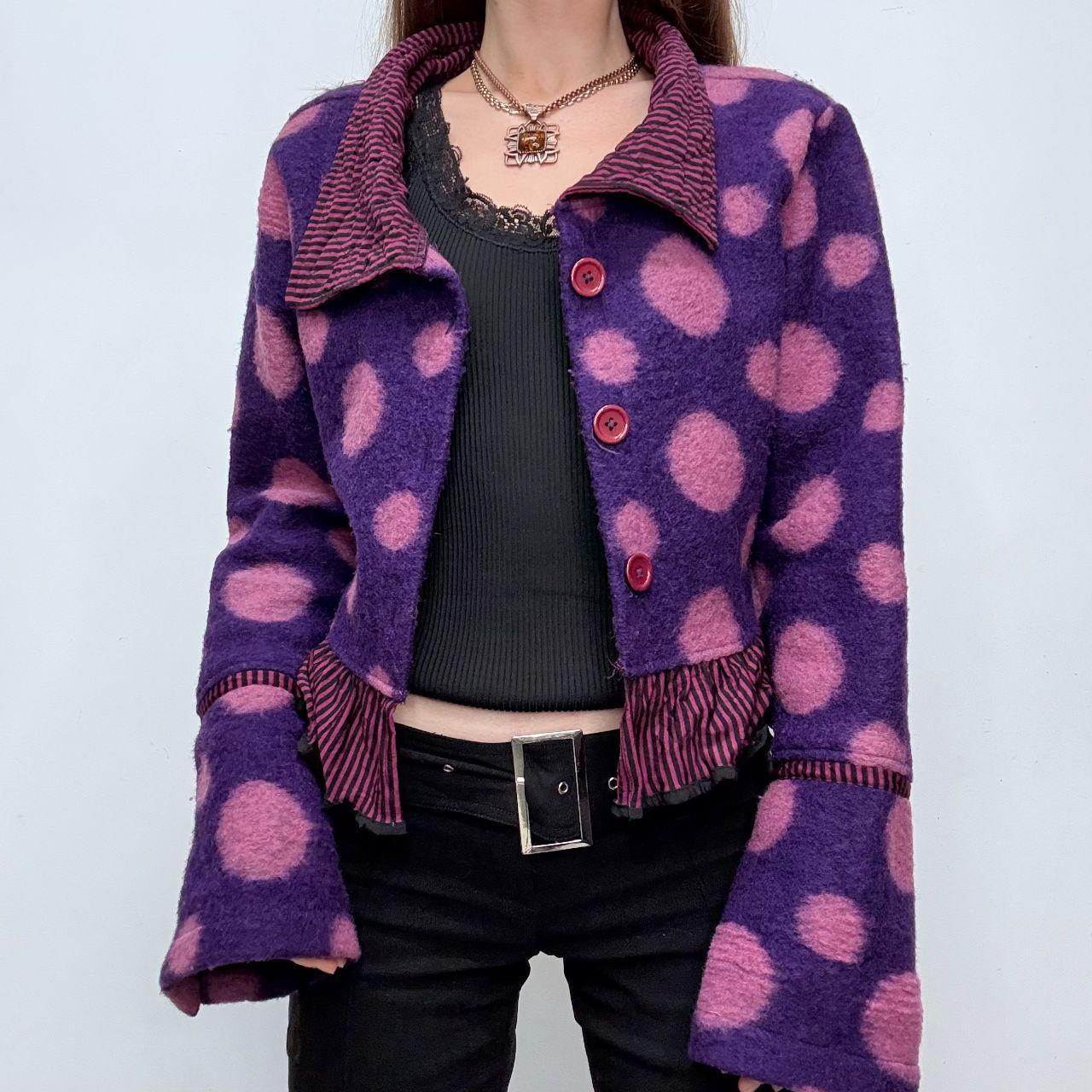 Pink polka dot wool flared jacket