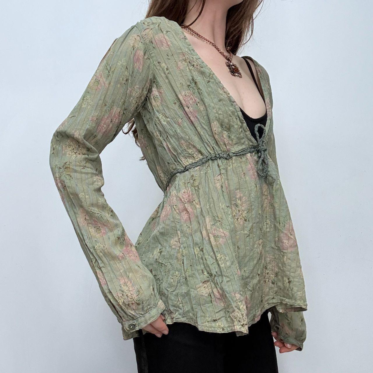 Green floral fairy blouse shirt
