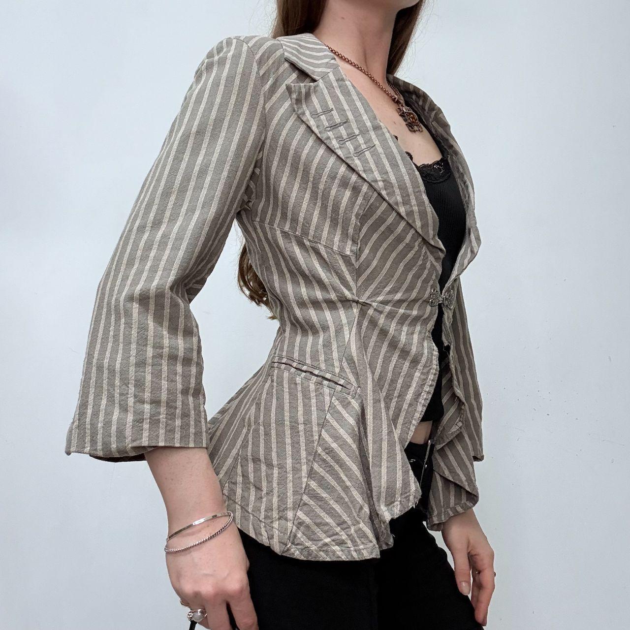 Pinstripe flared ruffle baroque jacket