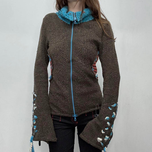 Flare knitted boho zipper jumper
