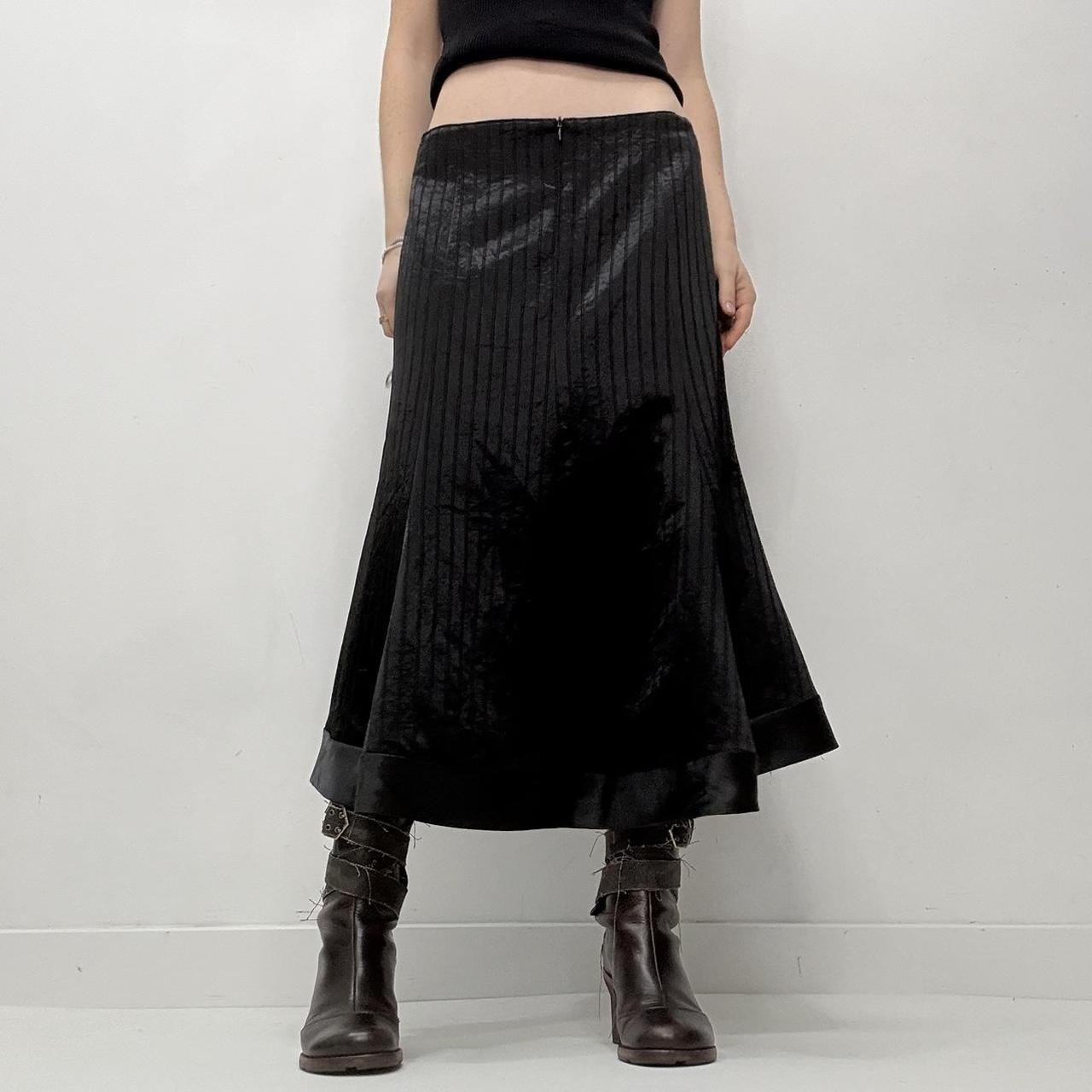 Black satin pinstripe skirt