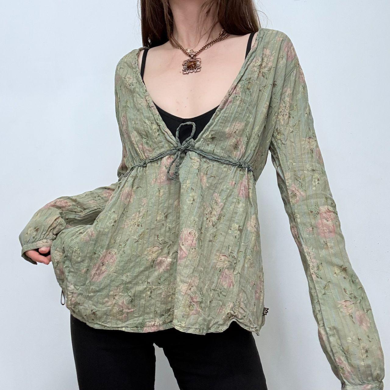 Green floral fairy blouse shirt