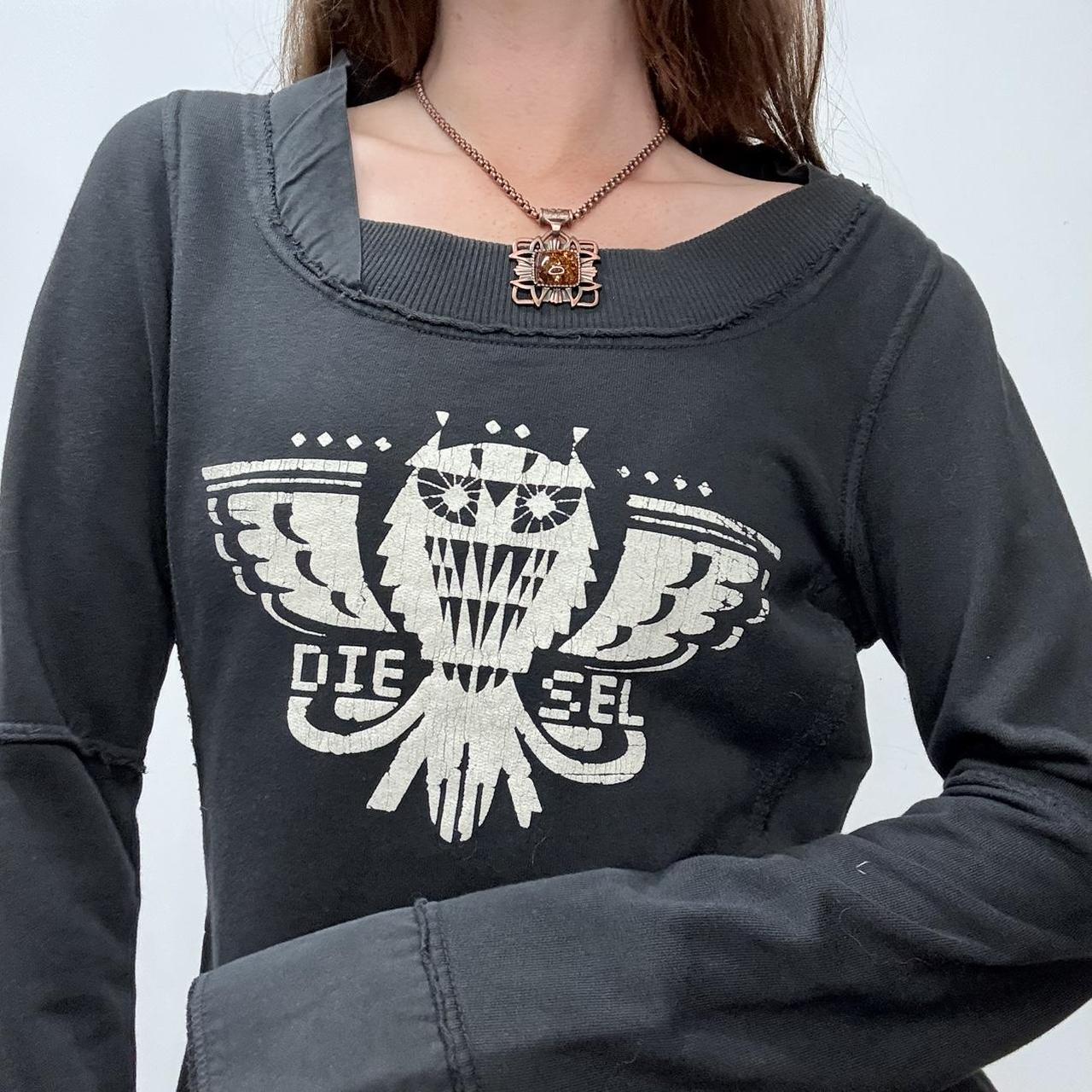 Black flared graphic Diesel shirt