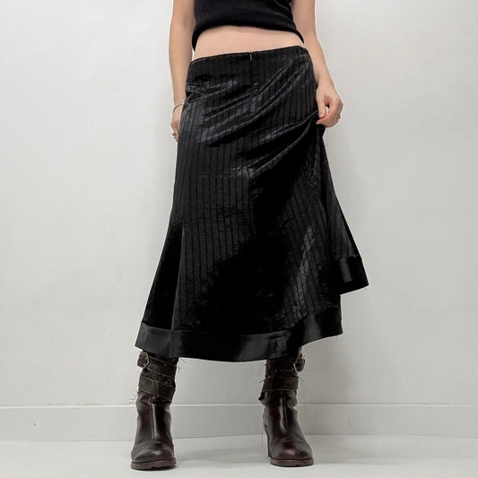 Black satin pinstripe skirt