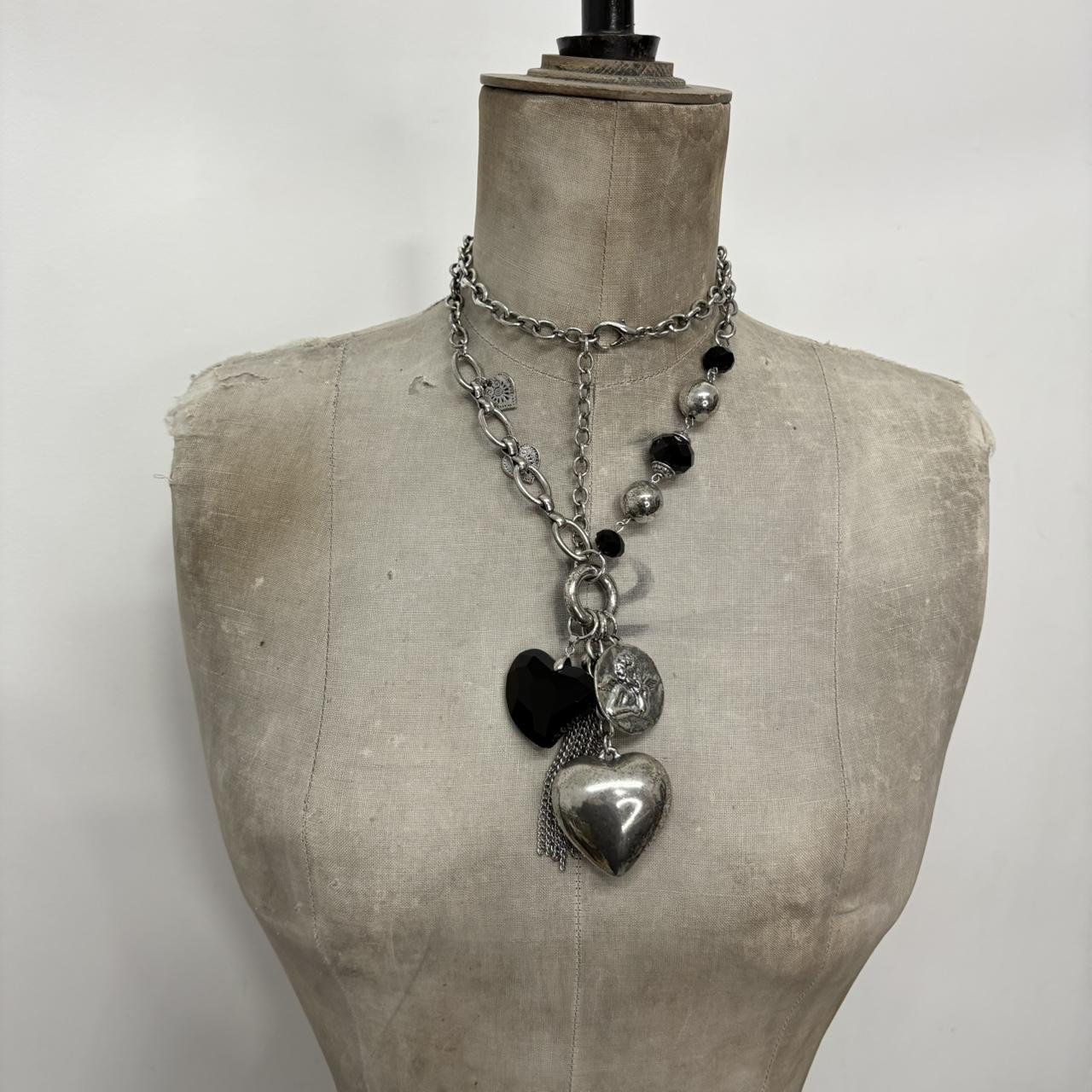 Silver metal heart necklace
