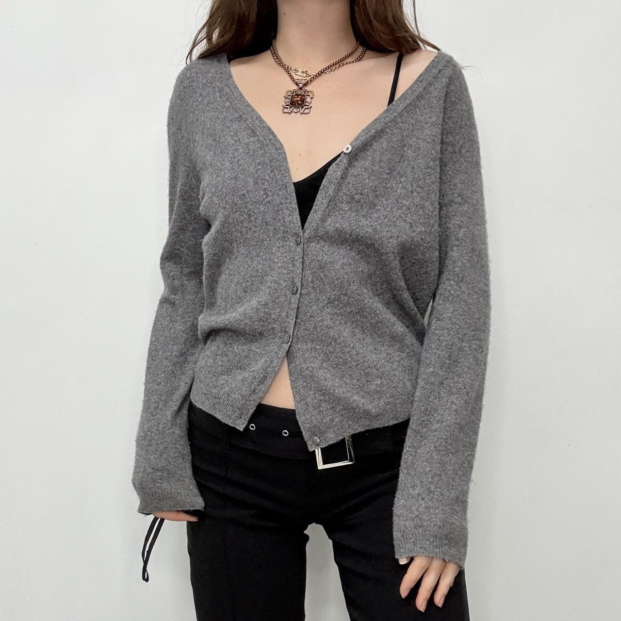 Grey wool button up slouchy cardigan