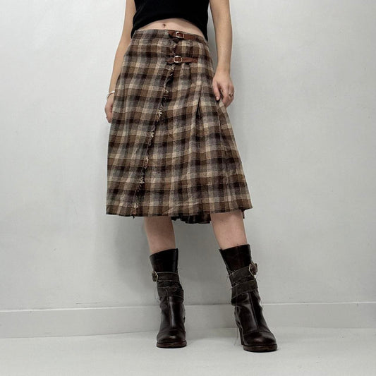 Tartan checked wrap midi skirt