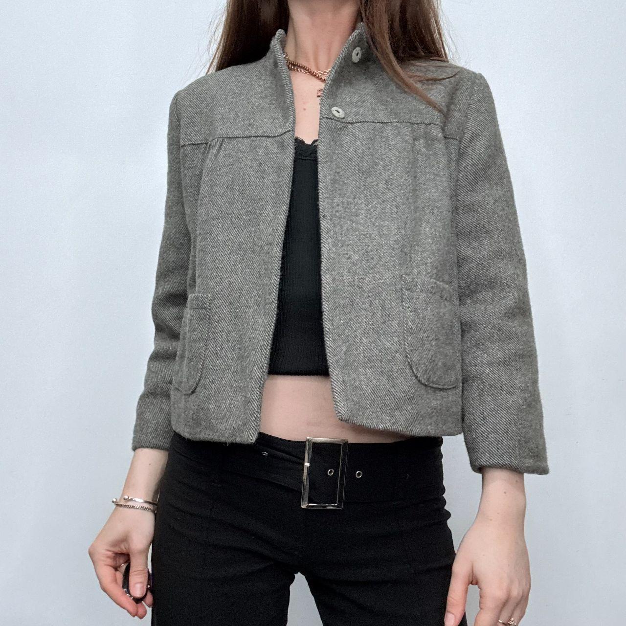 Grey flared cropped pea coat