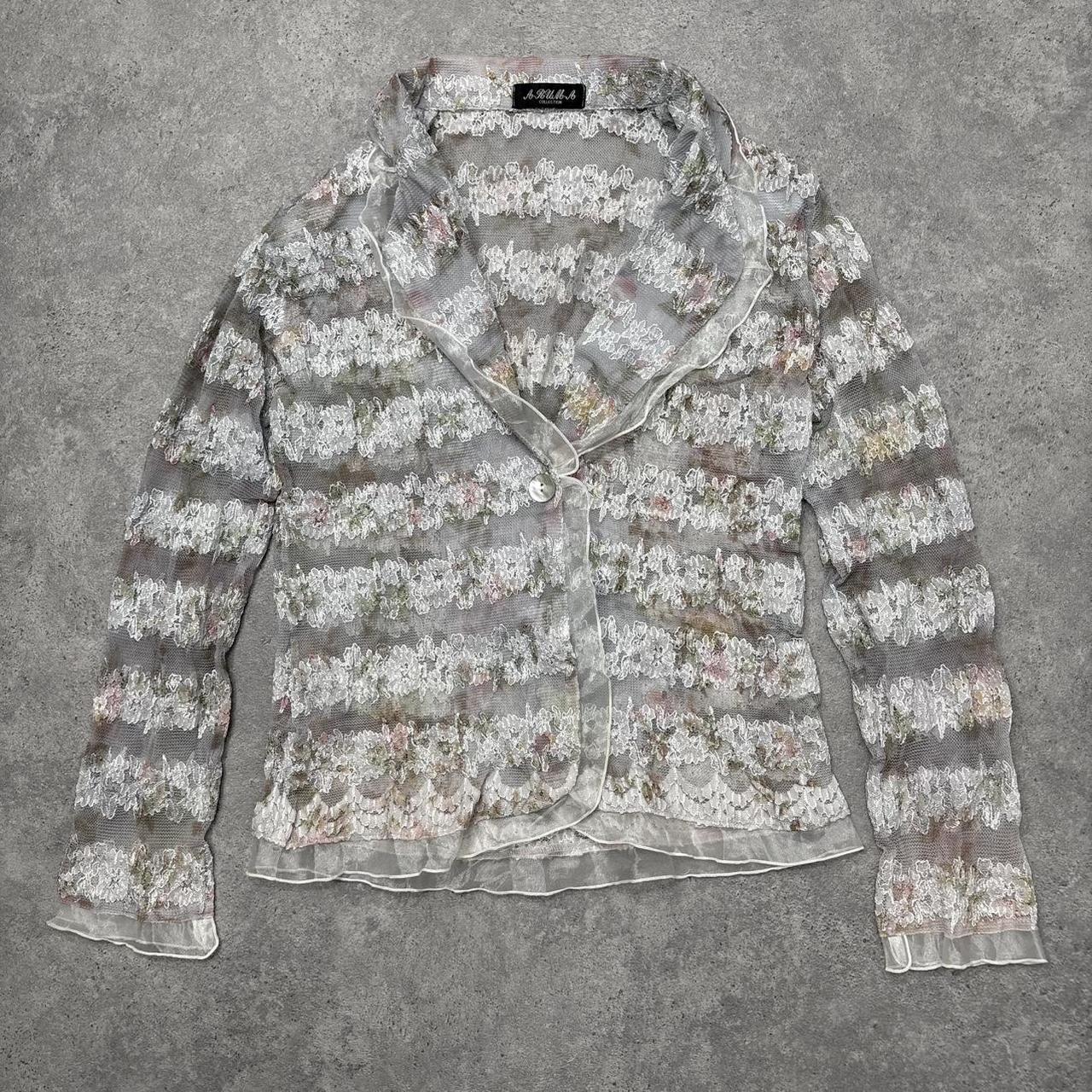 Sheer lace embroidered shirt