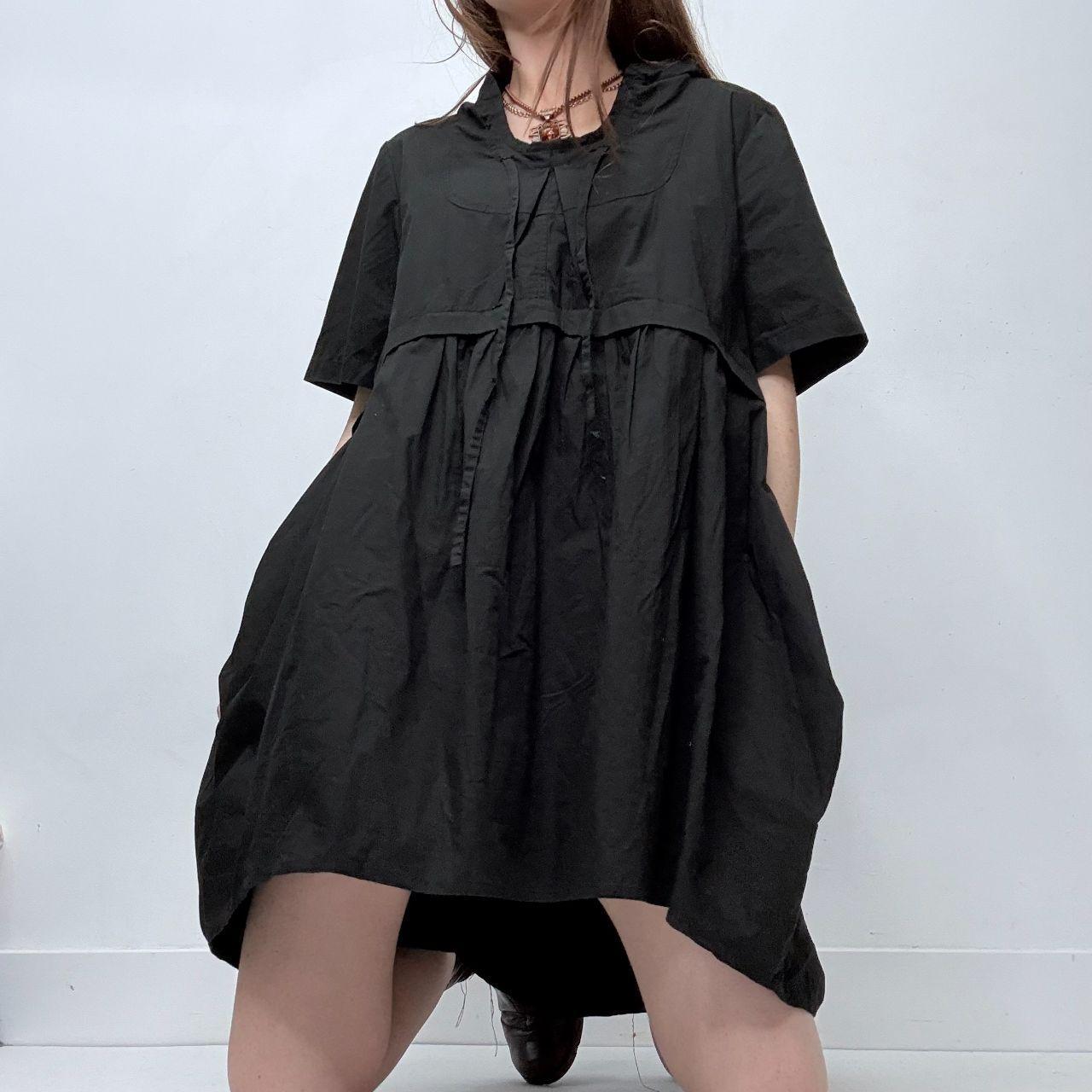 Black puff balloon mini dress