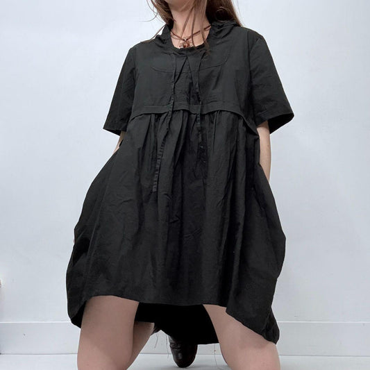 Black puff balloon mini dress