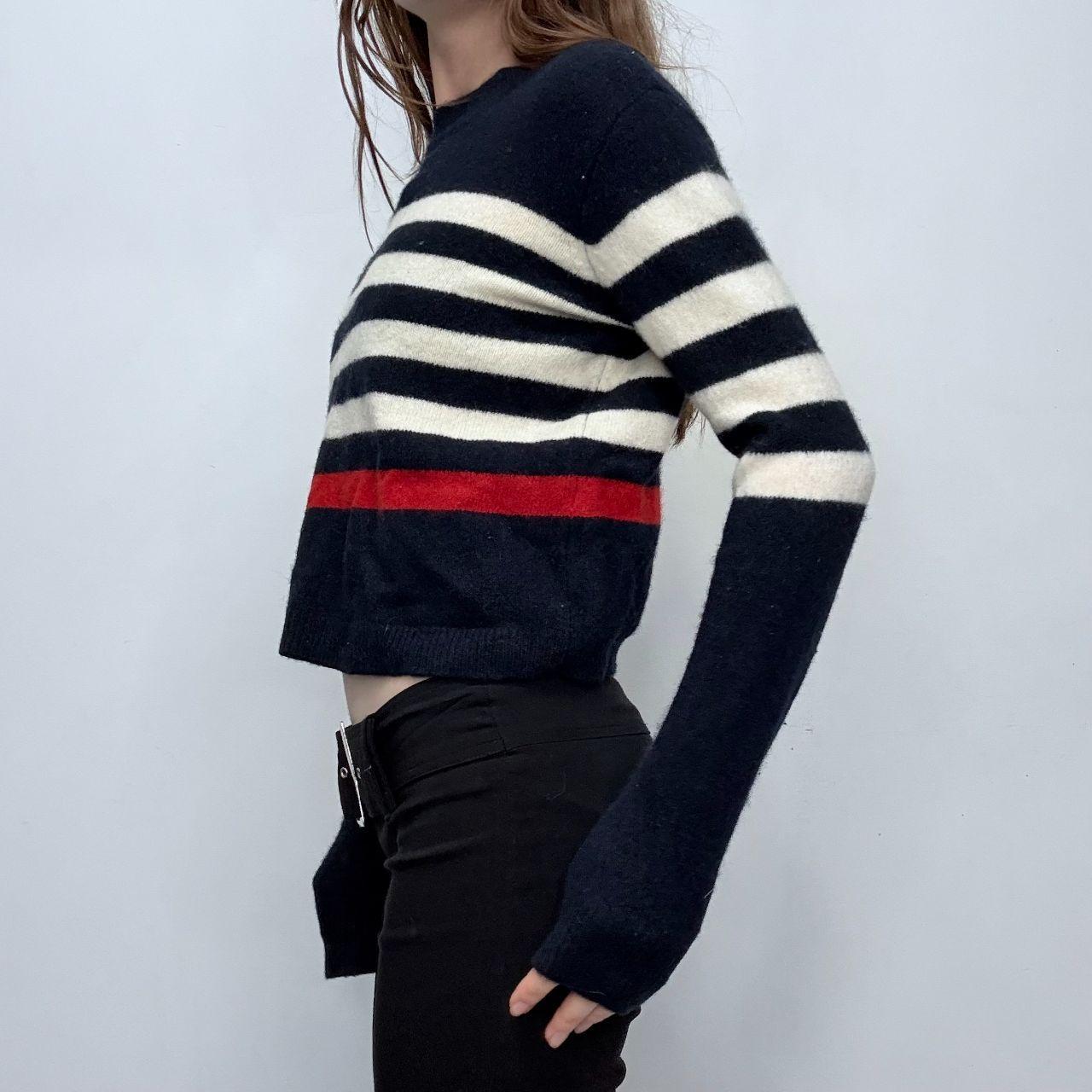 Navy wool striped knit jumper