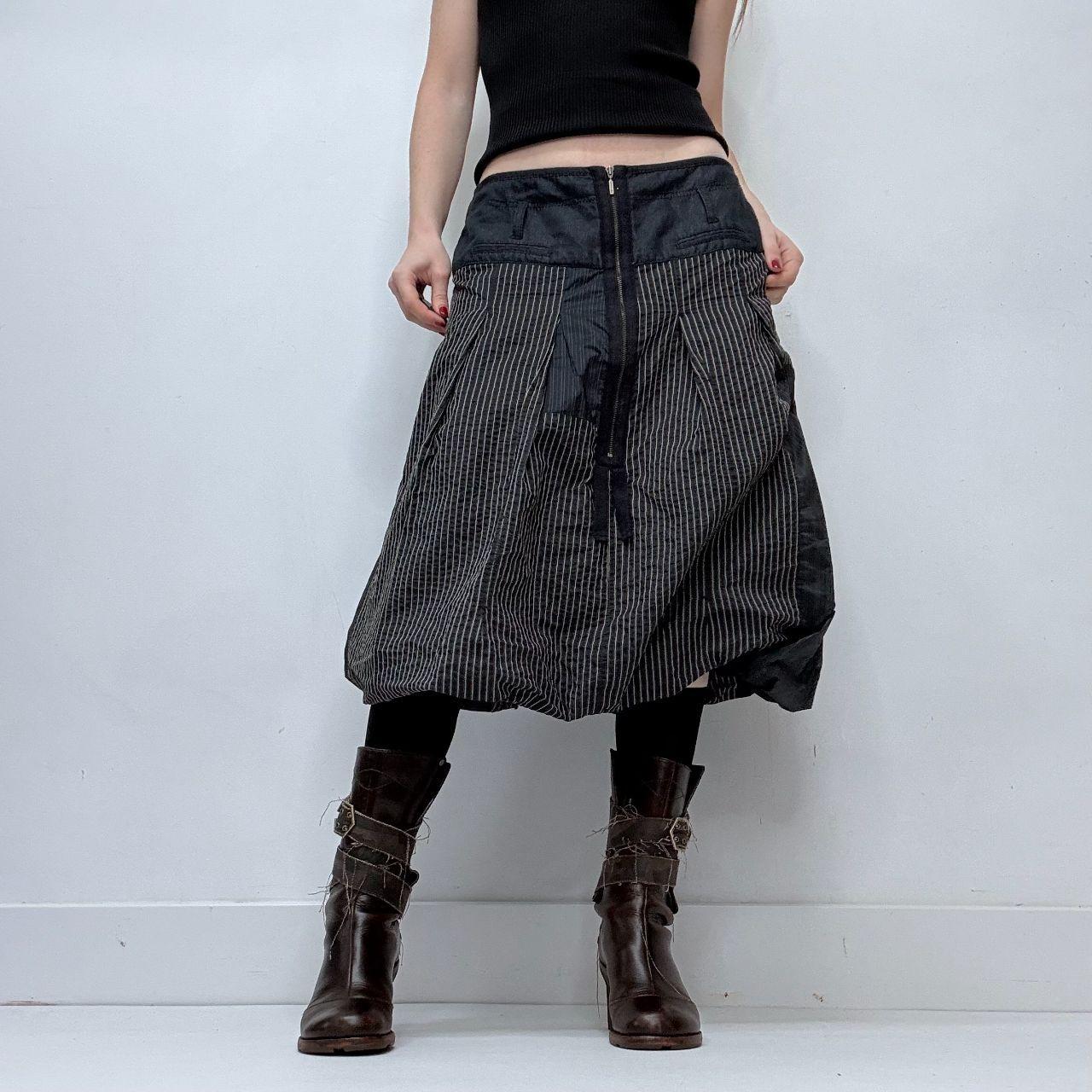Pinstripe puff grunge midi skirt