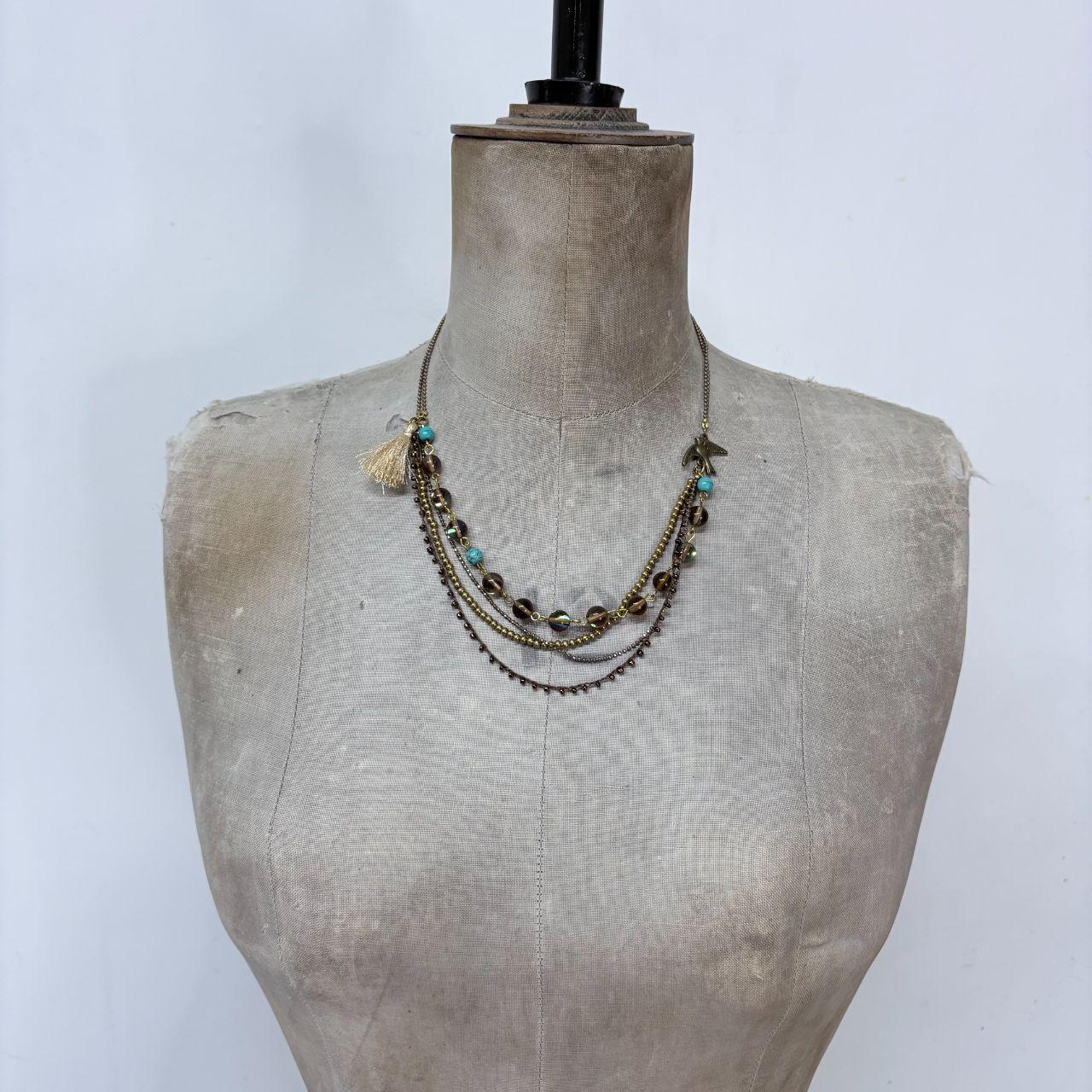 Layered chain bead necklace