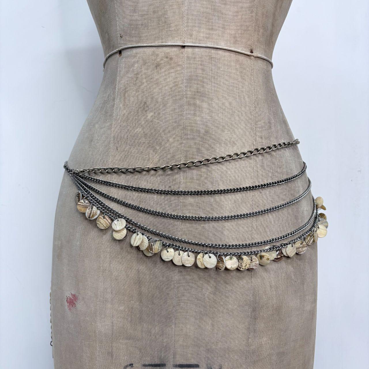 Draped silver coin cop copine waist chain