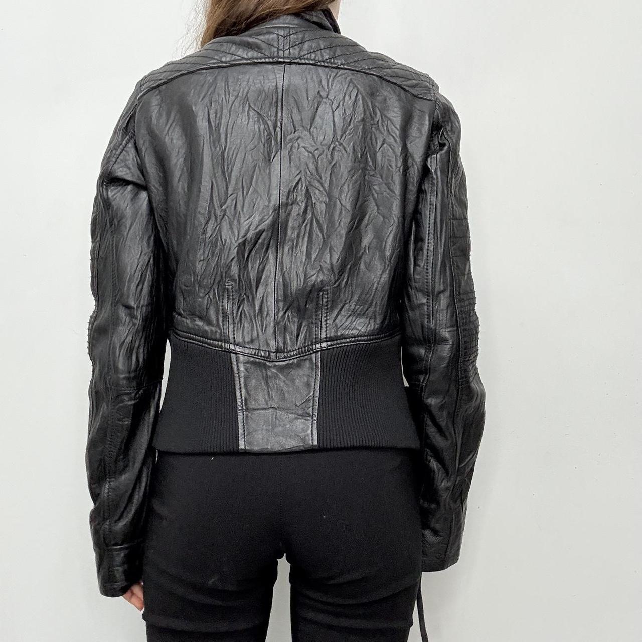 Black leather biker jacket