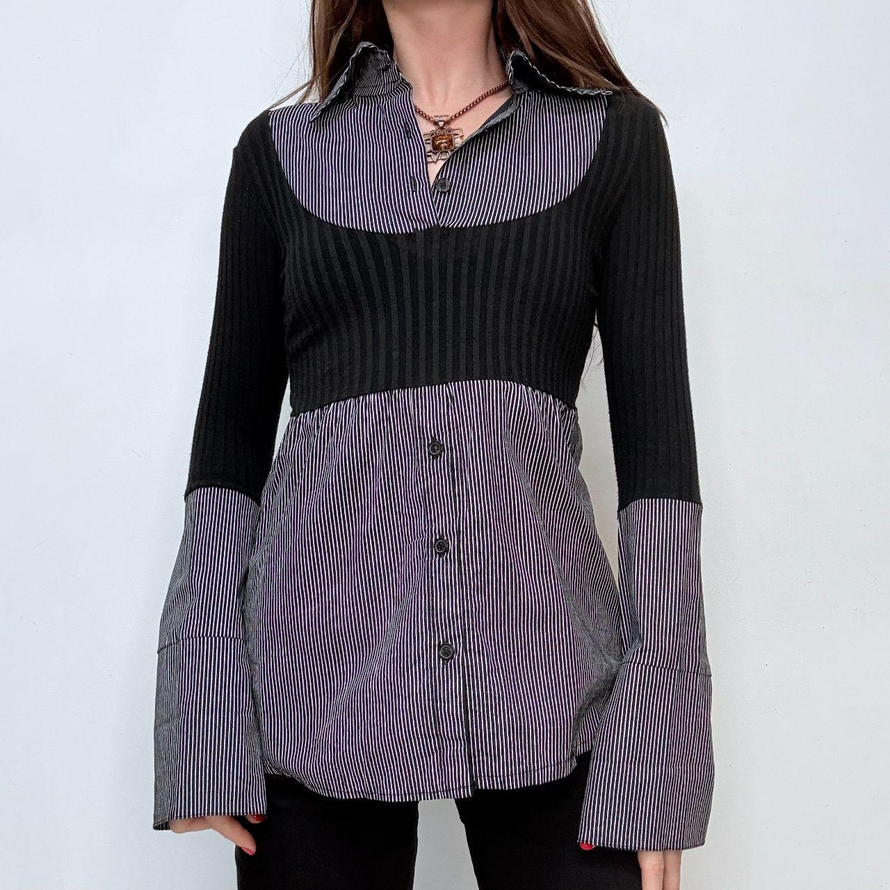 Flared pinstripe sweater Y2K shirt