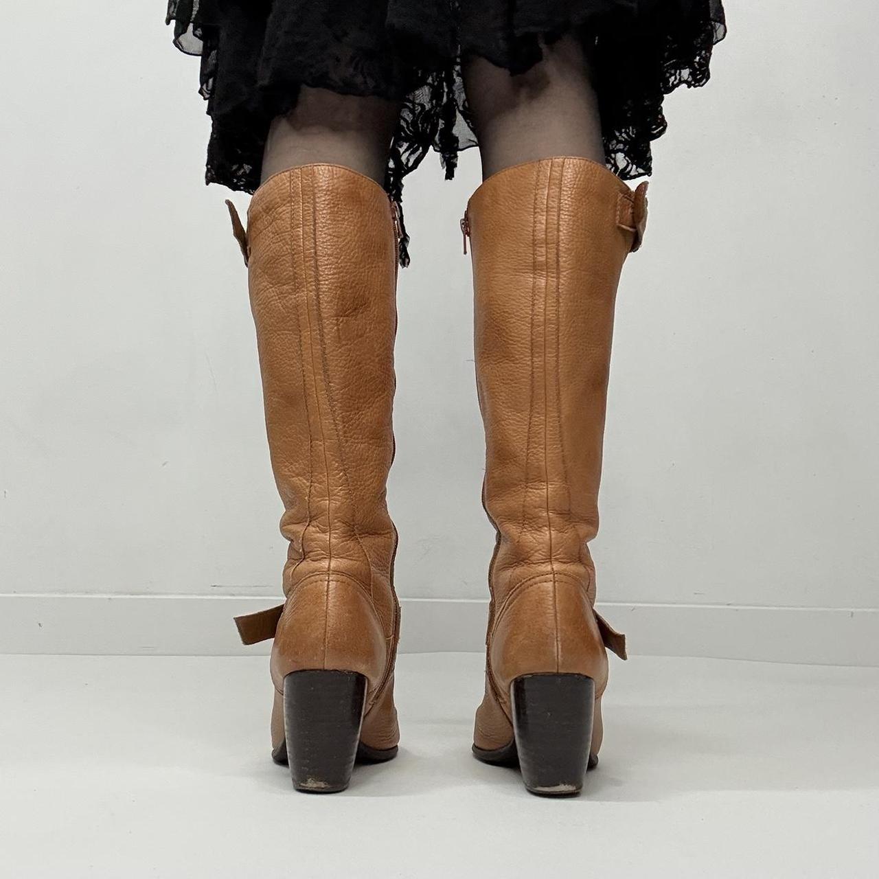 Tan leather campus boots