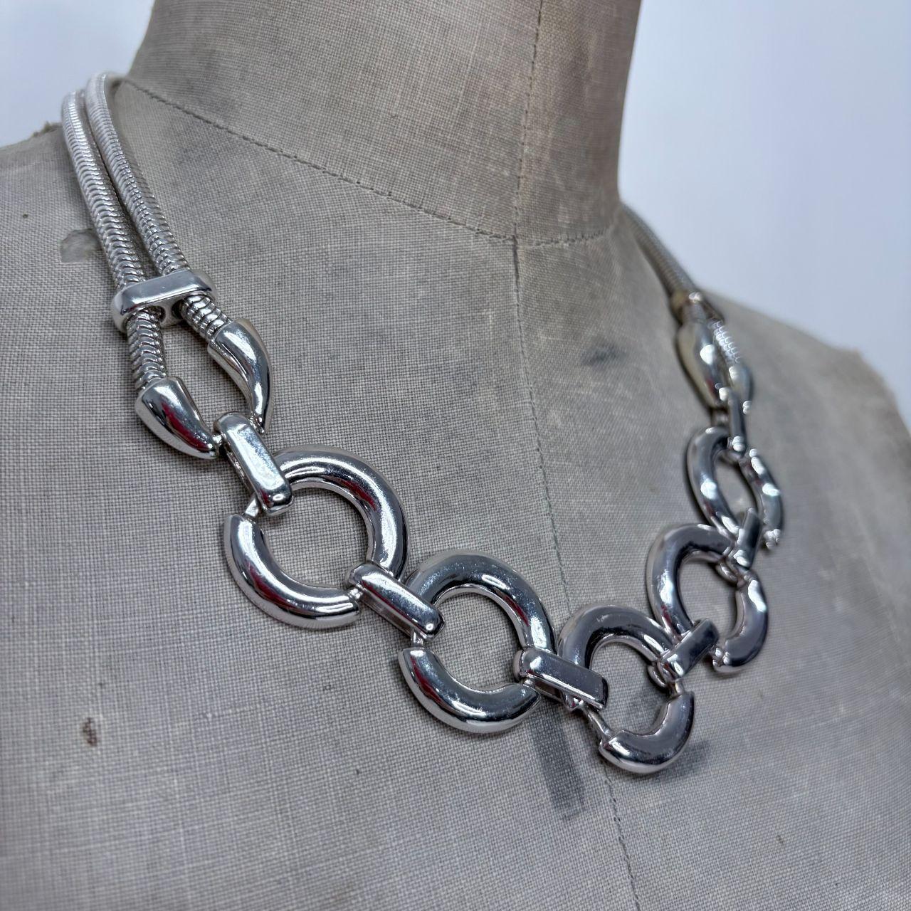 Silver chunky link oversized necklace