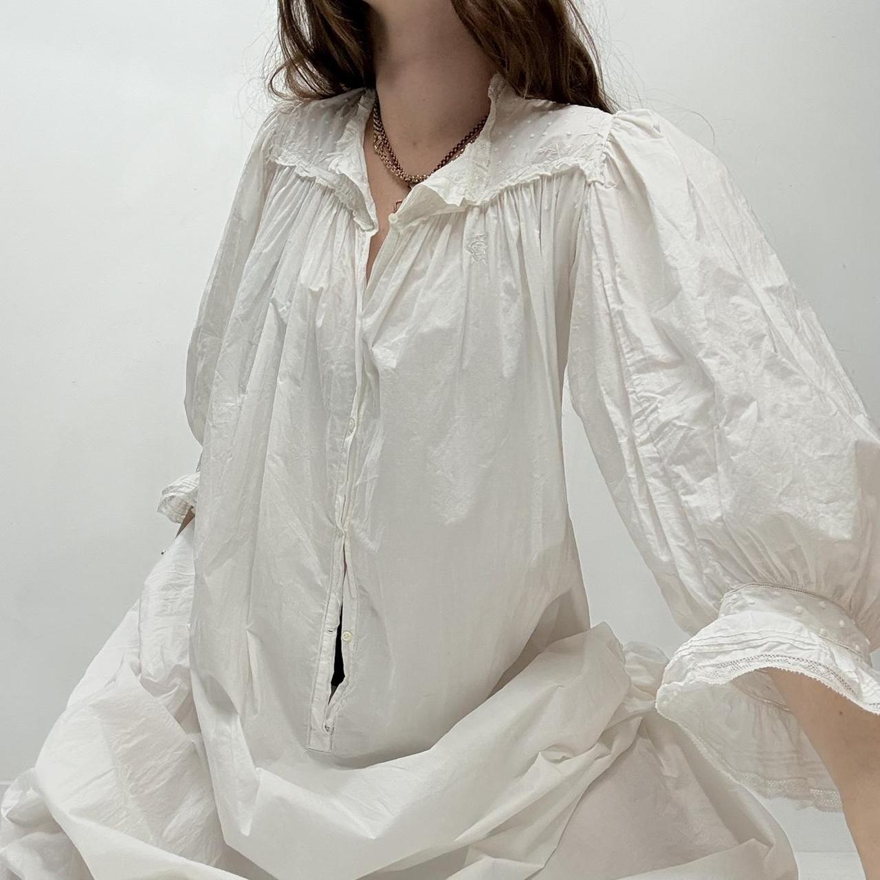 White lace embroidered nightie dress