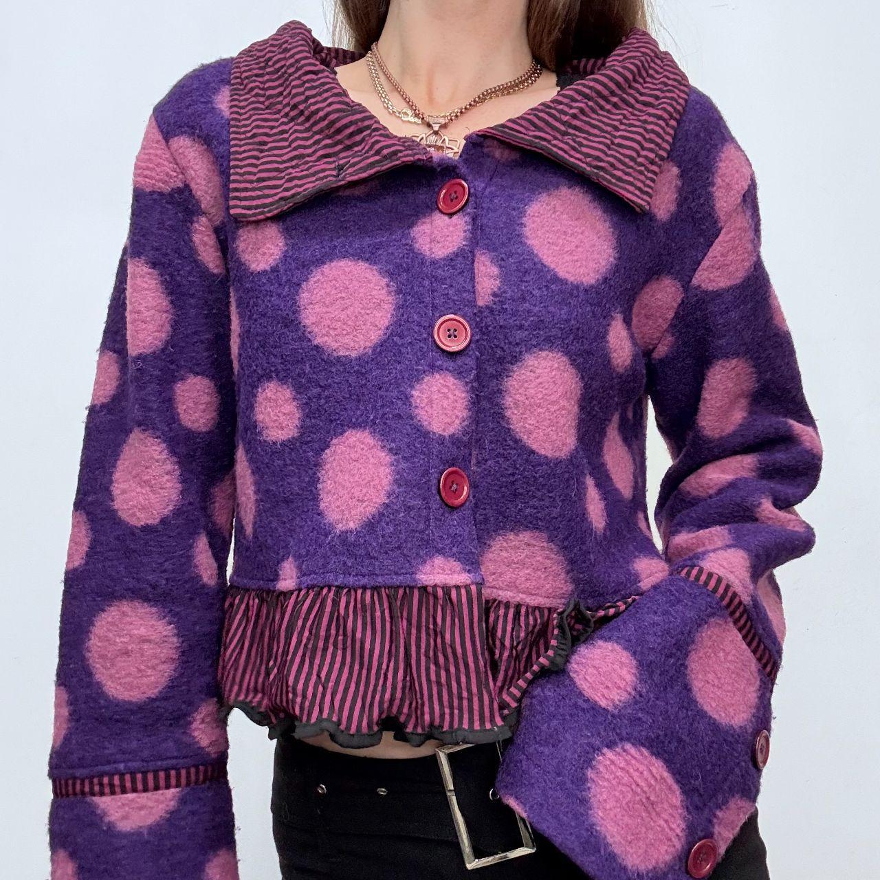 Pink polka dot wool flared jacket