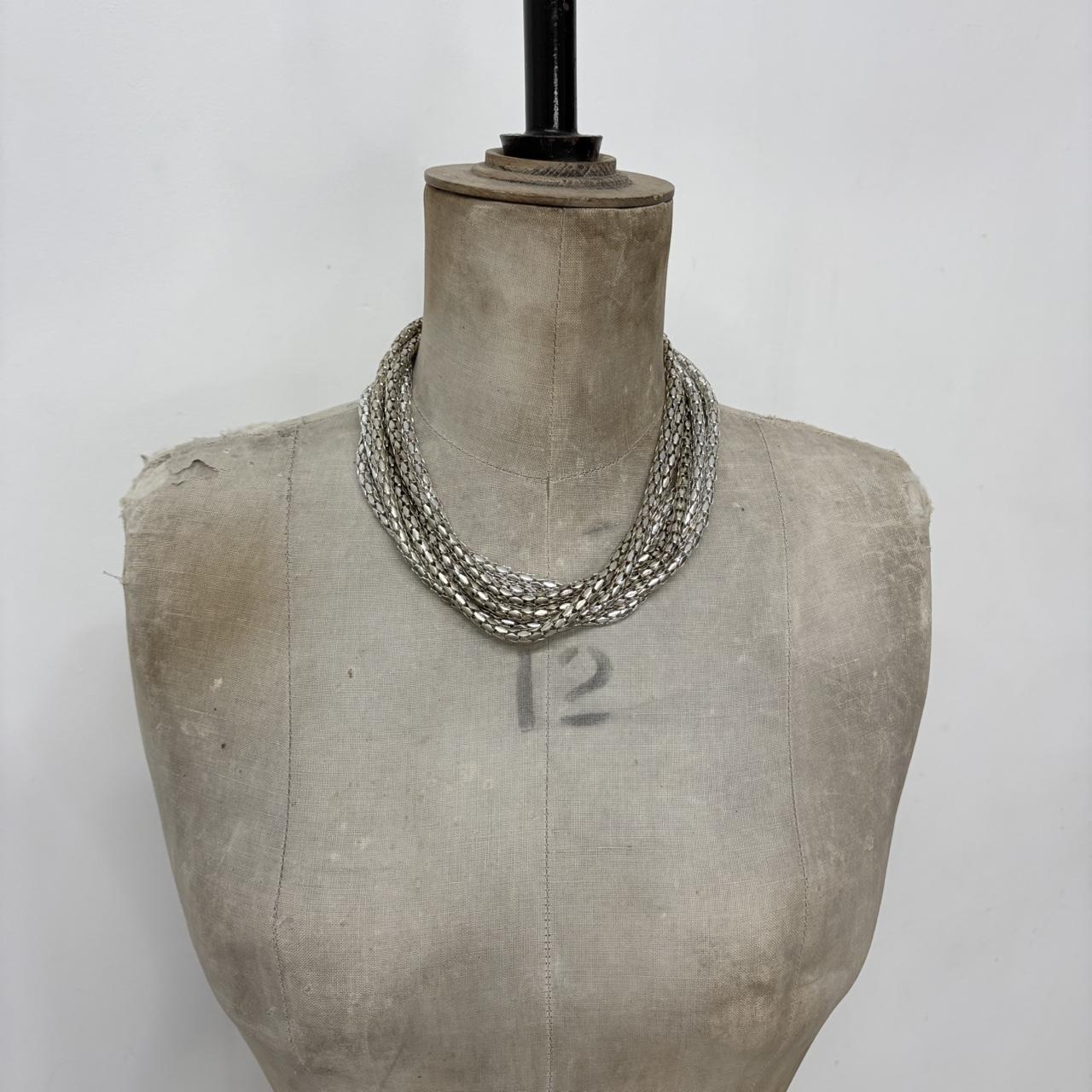Layered silver chain necklace