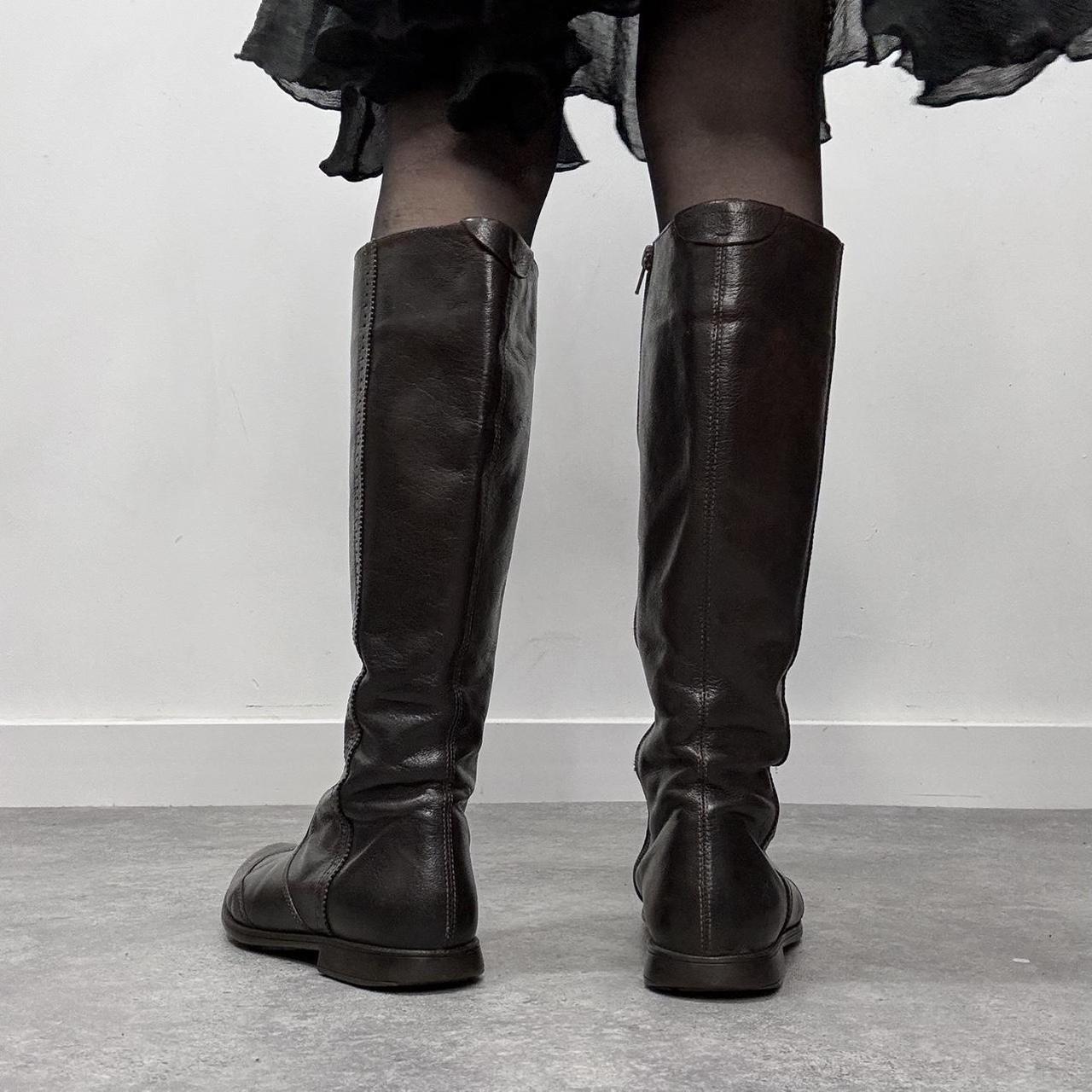 Brown leather knee high boots