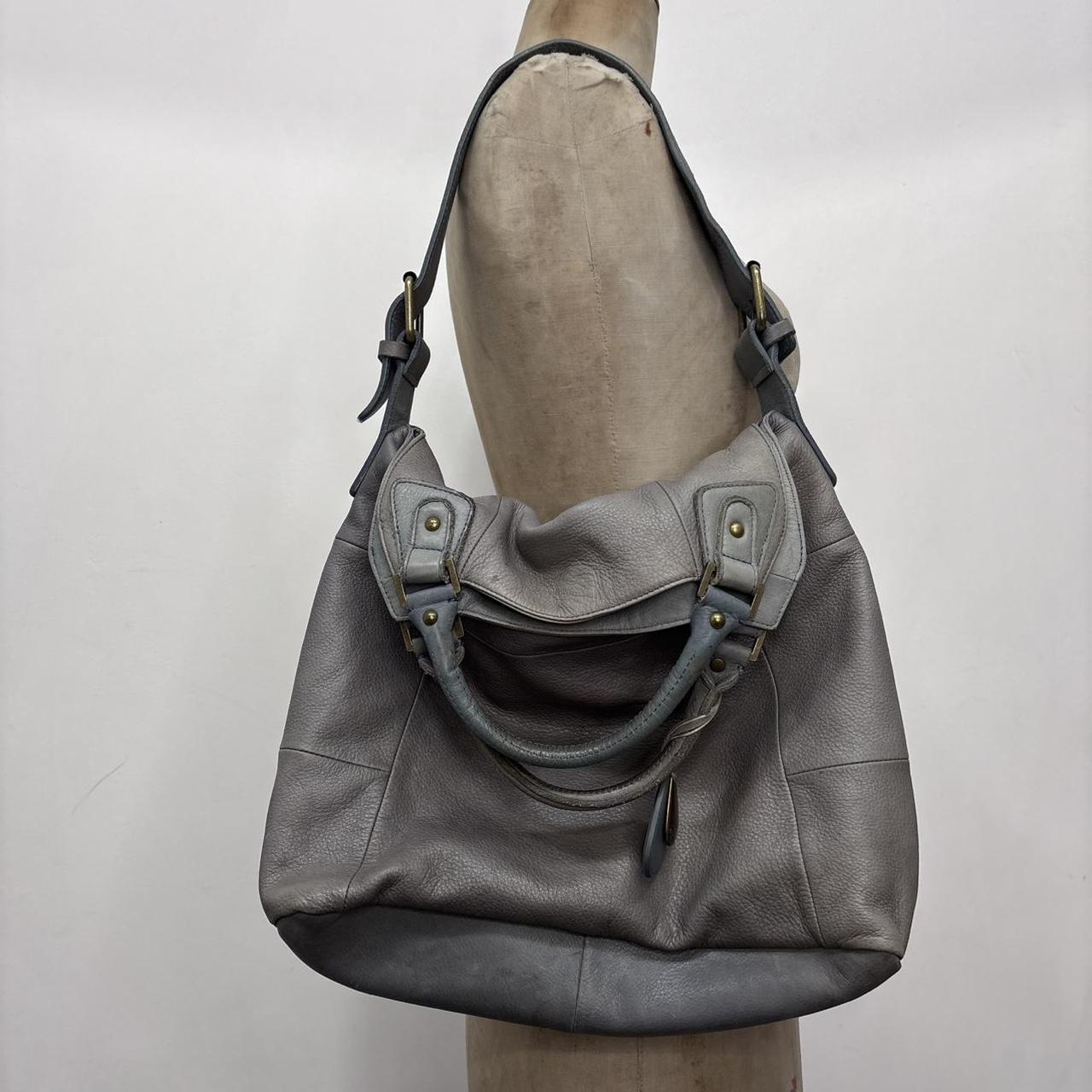 Minimalist leather grey shoulder bag