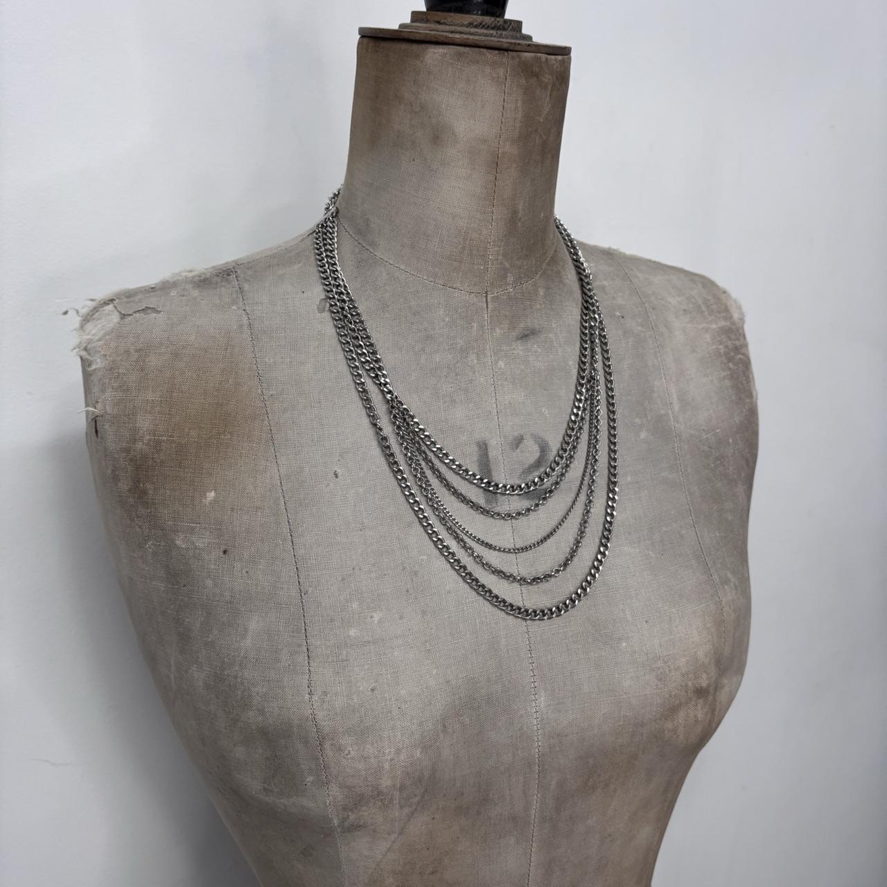 Silver chain long drape necklace