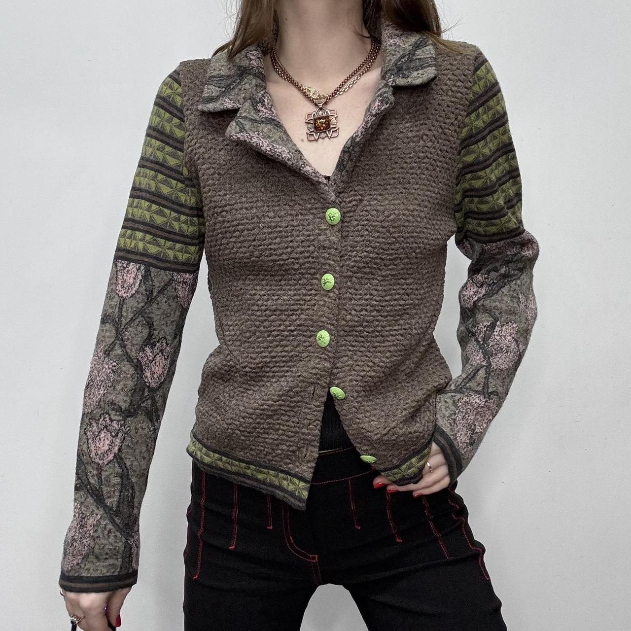 Knitted patterned knit cardigan