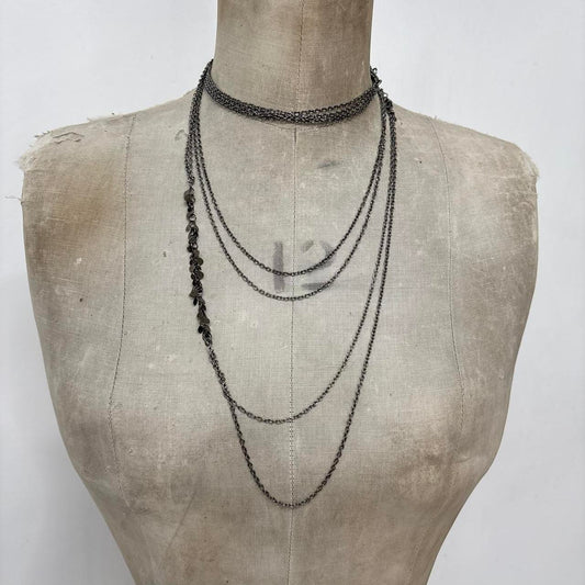 Silver chain layered long necklace