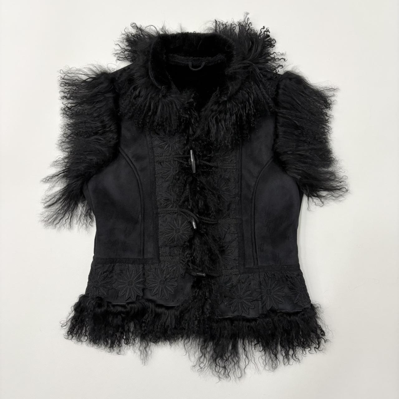 Boho Mongolian fur black vest