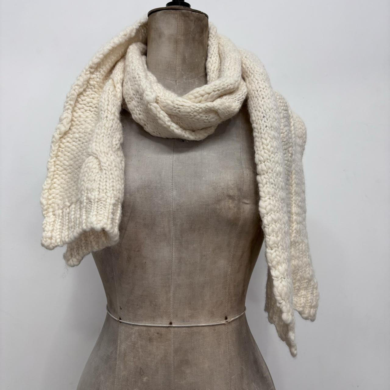 Cream cable knit scarf