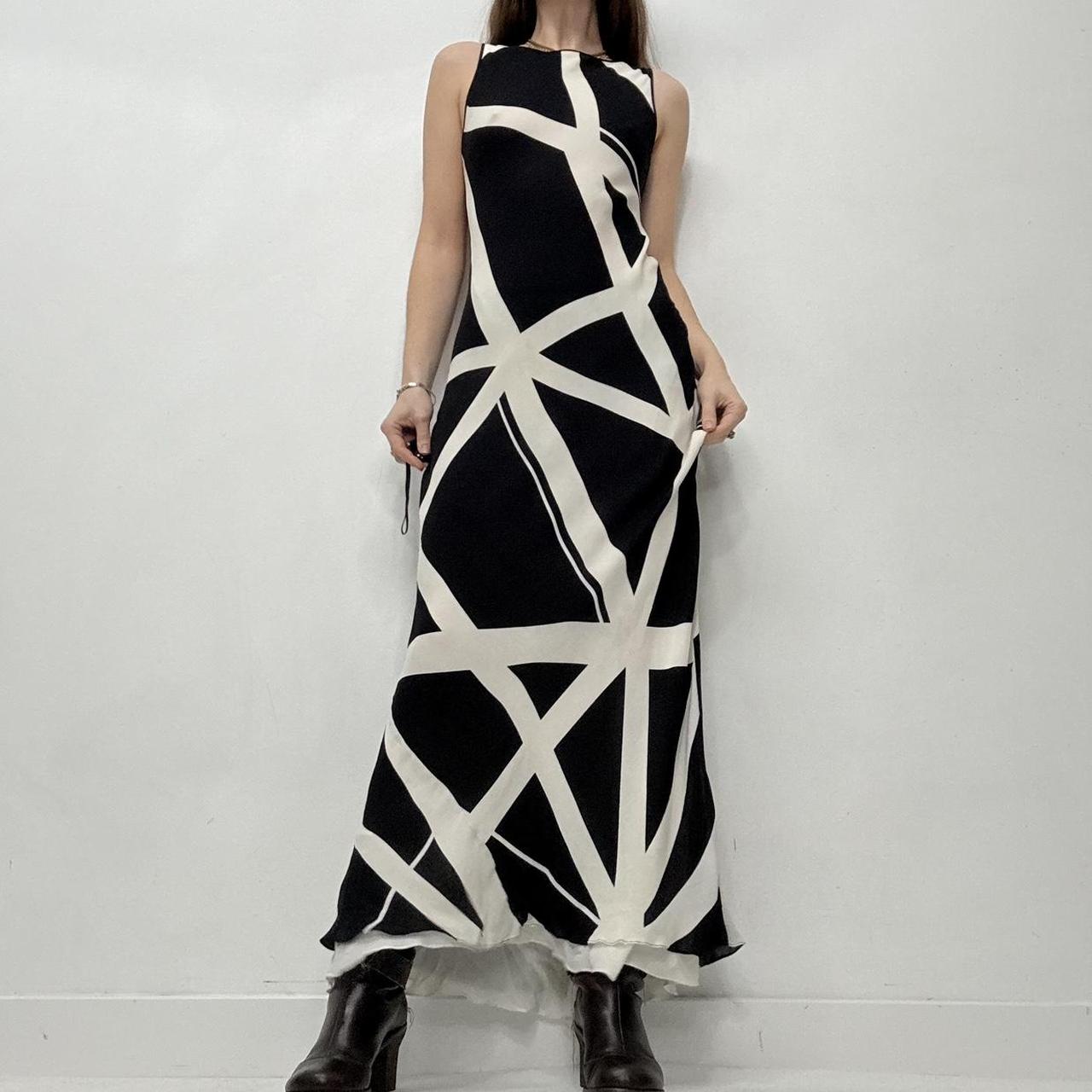 Black silk printed maxi dress
