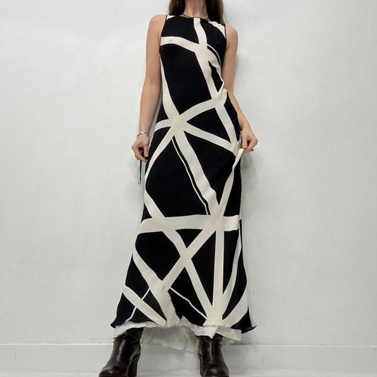 Black silk printed maxi dress