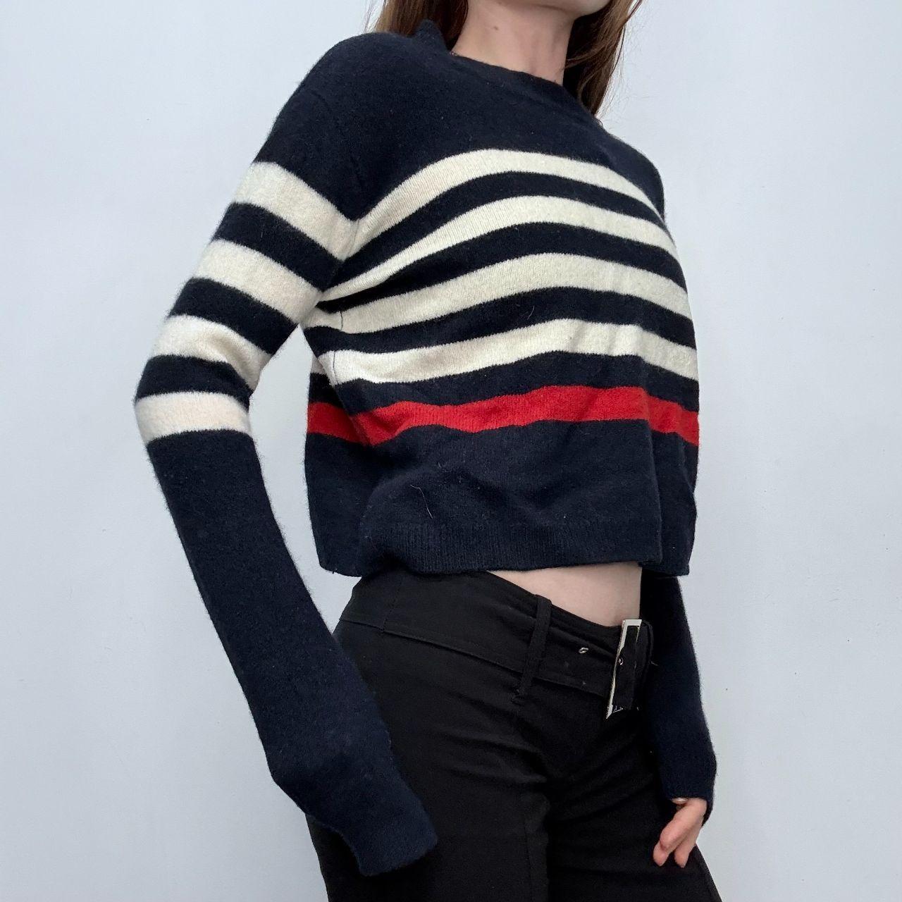 Navy wool striped knit jumper