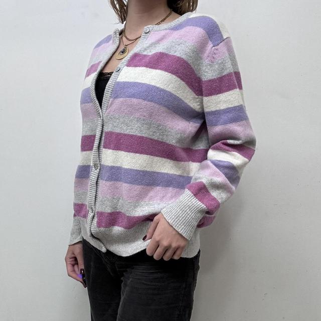 Stripy wool pastel cardigan