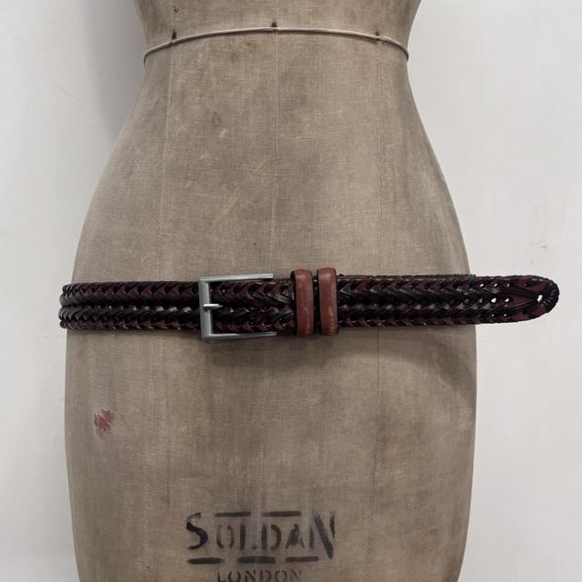Brown woven leather belt